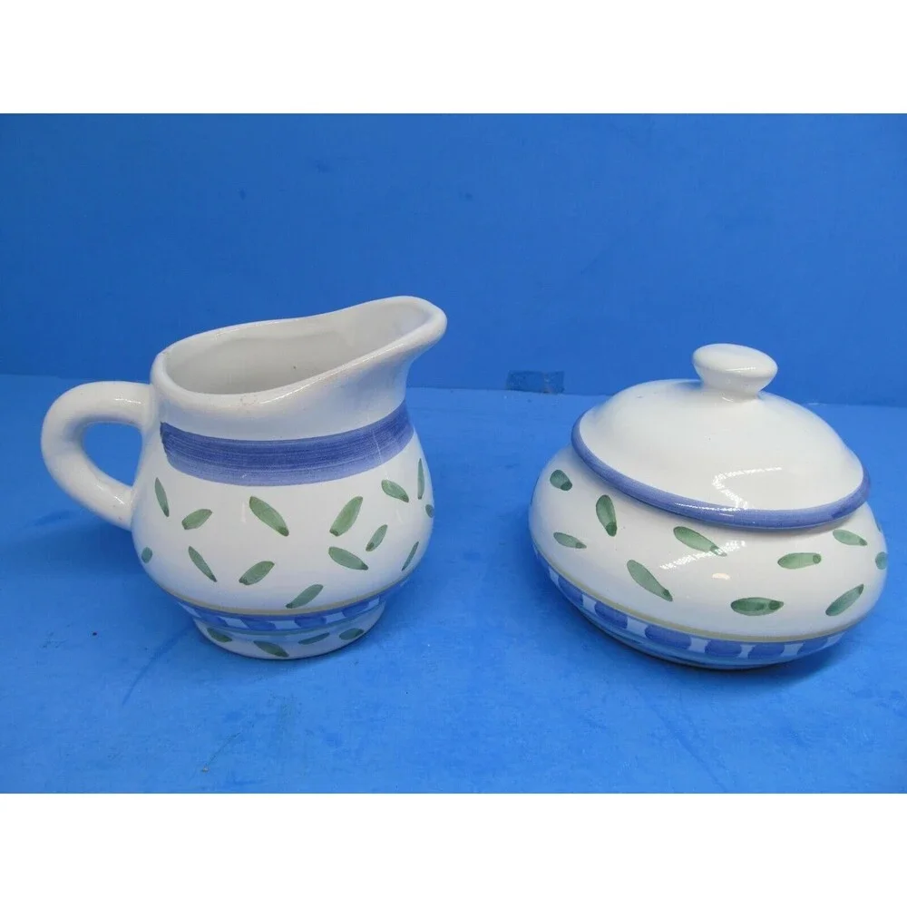 Williams Sonoma Tournesol Italy Sugar Bowl With Lid And Creamer EUC